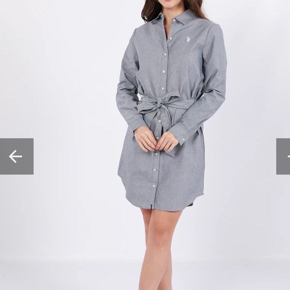 U.S. Polo Assn. Dresses & Skirts - U.S. Polo Assn. Gray Button Down Shirt Long-sleeved dress L NWT